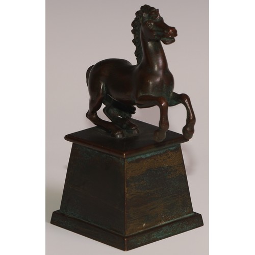 103 - A 19th century Grand Tour equestrian desk bronze, plinth base, 15cm high