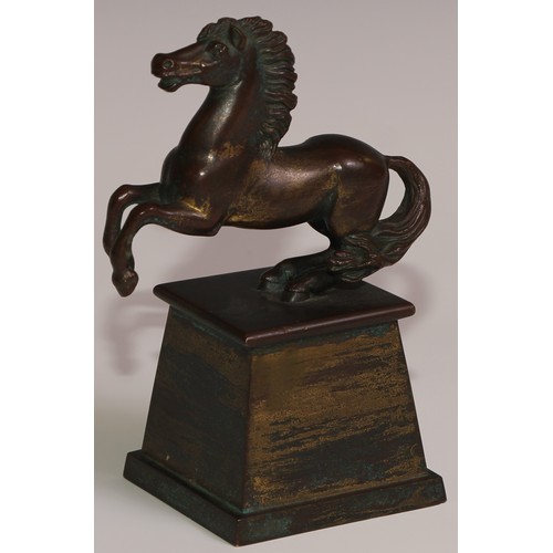 103 - A 19th century Grand Tour equestrian desk bronze, plinth base, 15cm high