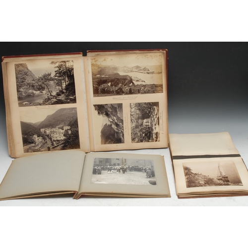 961 - Photography - a late 19th/early 20th century tooled leather photograph album including photographs o... 