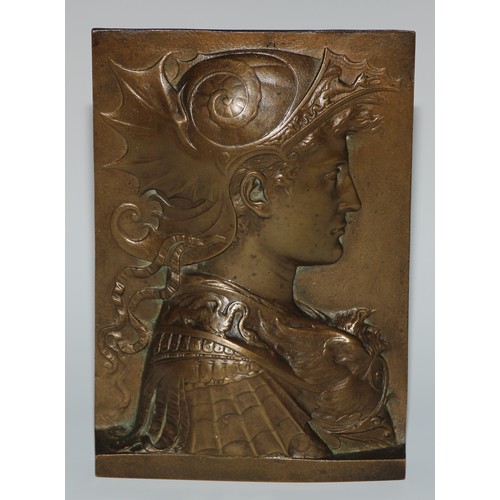 489 - After Edmond Louis Charles Tassel, a cast bronze plaque, Perseus, 19cm x 13cm