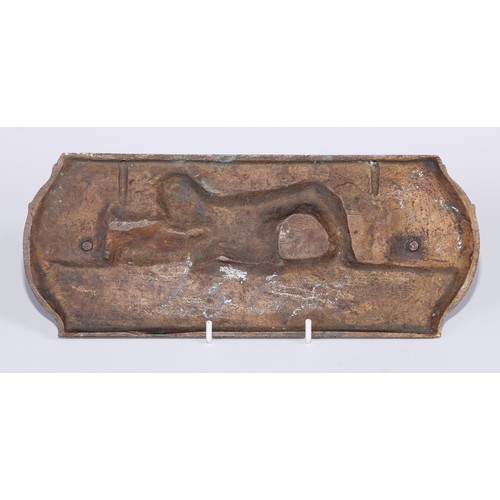 24 - Maurice Constant Favre (Bn.1875), after, a brown patinated bronze plaque, The Escape, 25cm wide