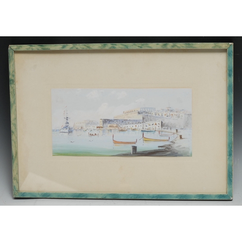 903 - Maltese School (early 20th century)
Grand Harbour, Valletta
watercolour, 11.5cm x 23cm