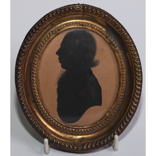 149 - English School (19th century), a silhouette, of a gentleman with wispy hair, bust length in profile,... 