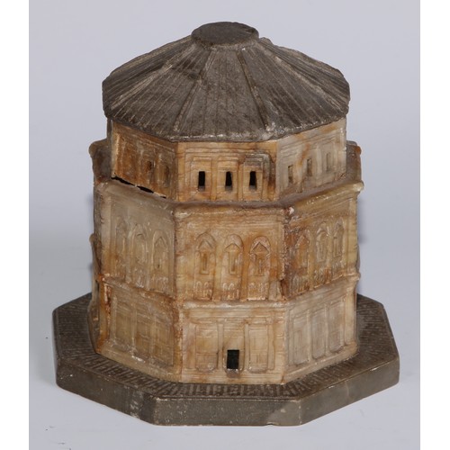 336 - A Grand Tour alabaster architectural model, 11cm high