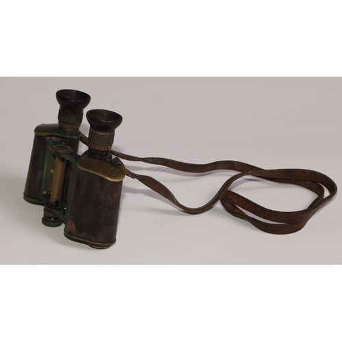 740 - A pair of World War I period German binoculars, by Carl Zeiss, brass mounted, the leather case stamp... 