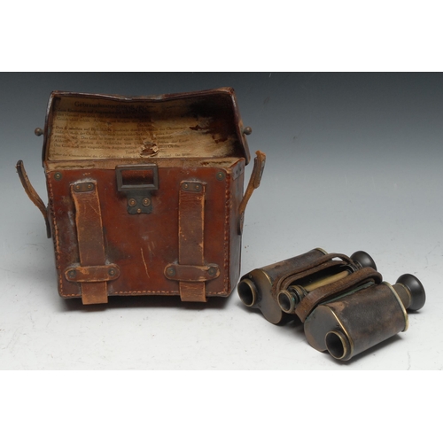 740 - A pair of World War I period German binoculars, by Carl Zeiss, brass mounted, the leather case stamp... 