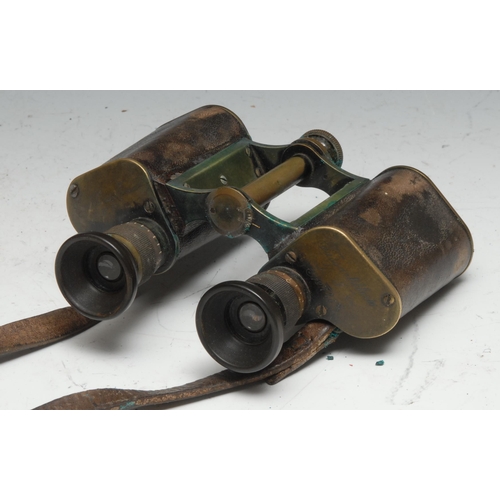 740 - A pair of World War I period German binoculars, by Carl Zeiss, brass mounted, the leather case stamp... 