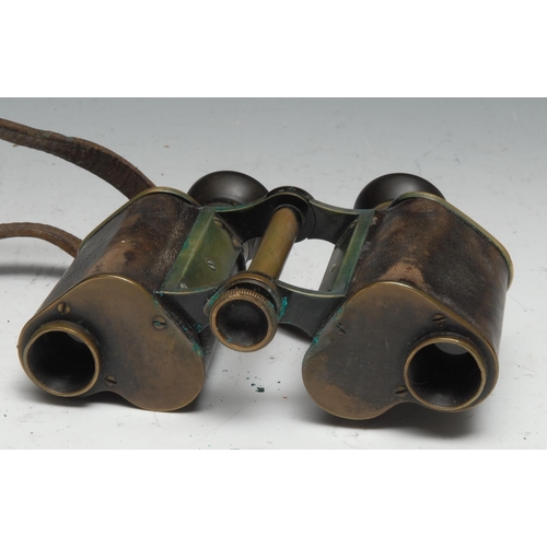 740 - A pair of World War I period German binoculars, by Carl Zeiss, brass mounted, the leather case stamp... 