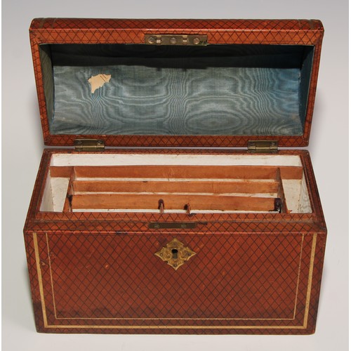 201 - A Victorian tooled and gilt morocco rectangular stationery box, hinged domed cover enclosing an arra... 