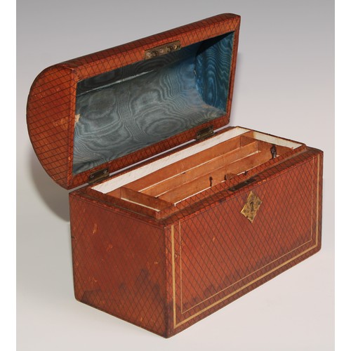 201 - A Victorian tooled and gilt morocco rectangular stationery box, hinged domed cover enclosing an arra... 