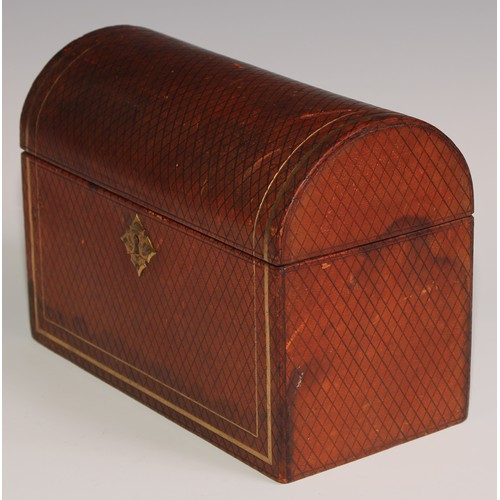 201 - A Victorian tooled and gilt morocco rectangular stationery box, hinged domed cover enclosing an arra... 