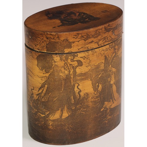 468 - A stacking nest of Japanese oval boxes, decorated with bears and narratuve scenes, the largest 13.5c... 