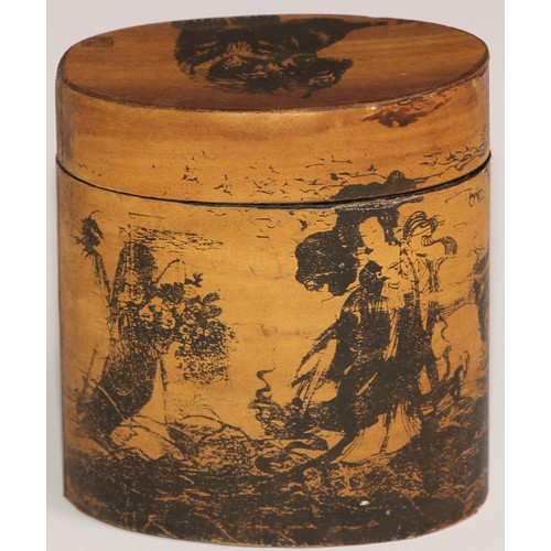 468 - A stacking nest of Japanese oval boxes, decorated with bears and narratuve scenes, the largest 13.5c... 