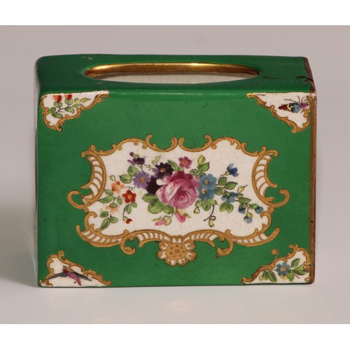 169 - A 19th century porcelain matchbox sleeve, painted in polychrome with an ornithological study, to ver... 