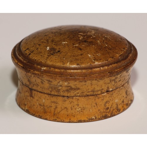 9 - A 19th century boxwood travelling pocket compass, domed push-fitting cover enclosing a gimbal mounte... 