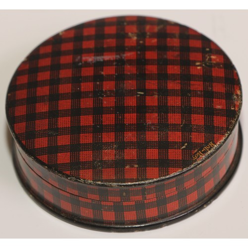 448 - A Scottish tartan ware ware circular snuff box, Rob-Roy, push-fitting cover, 6cm diam, c.1900; anoth... 