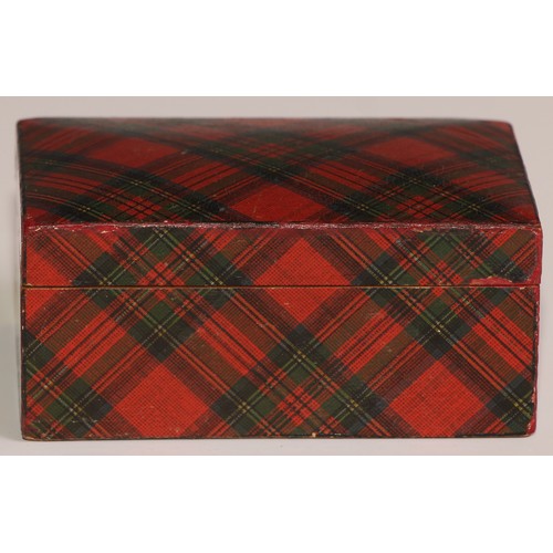 448 - A Scottish tartan ware ware circular snuff box, Rob-Roy, push-fitting cover, 6cm diam, c.1900; anoth... 