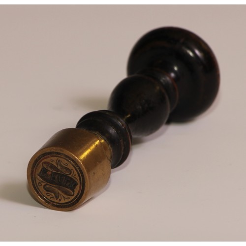 237 - Seals - a large 19th century desk seal, The Aylsham Gas Company, turned ebonised handle, 11cm long; ... 