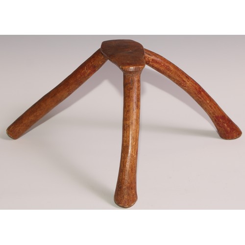 731 - Tribal Art - an East African stool or headrest, possibly Pokot, 19cm high; another (2)