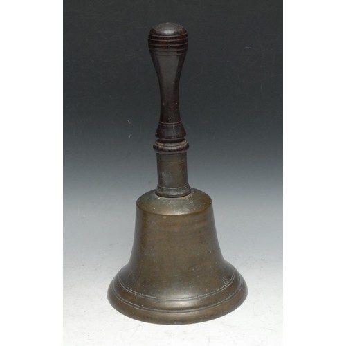 269 - A 19th century 'town crier's' bell, turned handle, 33.5cm high