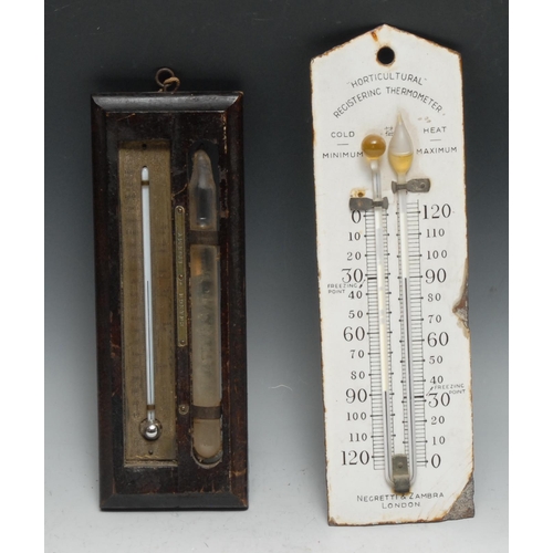 790 - An early 20th century enamel Horticultural Registering Thermometer, by Negretti & Zambra, 27.5cm lon... 