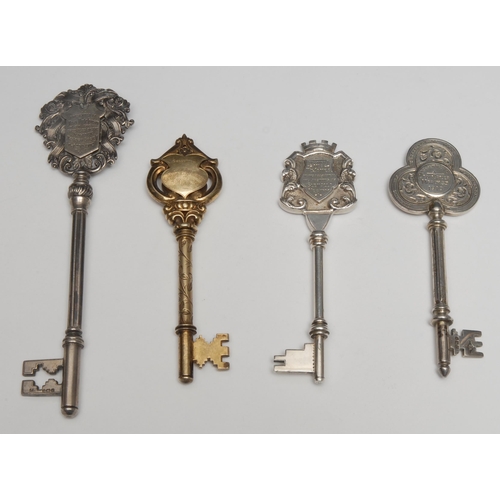 95 - Copoclephily - an Edwardian silver presentation key, Presented to Miss Hutchinson by the Trustees of... 