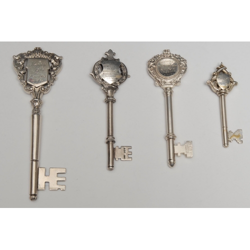 96 - Copoclephily - an Edwardian silver presentation key, Presented to Mrs Mangles on her Opening [the] W... 