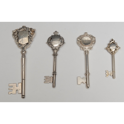 96 - Copoclephily - an Edwardian silver presentation key, Presented to Mrs Mangles on her Opening [the] W... 