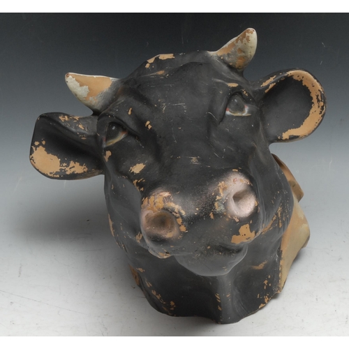 285 - A butcher's shop promotional advertising shop model, of a cow's head, naturalistically painted, 31cm... 