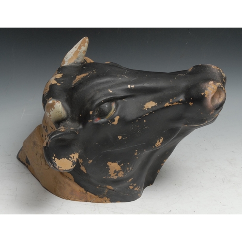 285 - A butcher's shop promotional advertising shop model, of a cow's head, naturalistically painted, 31cm... 