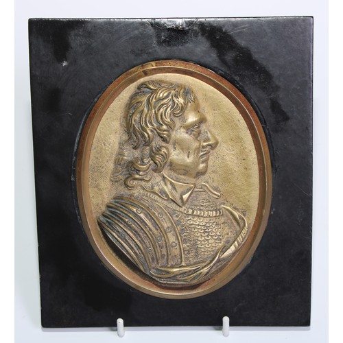 254 - The English Civil War - Puritans and The Commonwealth - a 19th century bronze portrait plaque, of Ol... 