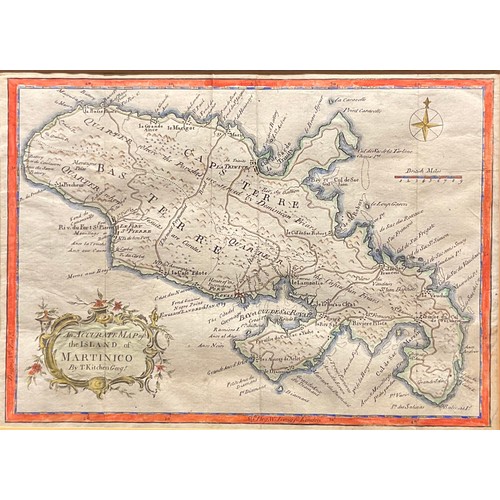 915 - Thomas Kitchen (1718 - 1784) , An Accurate Map of the Island of Martinico, engraved and coloured, 18... 