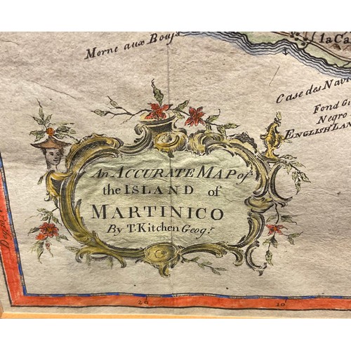 915 - Thomas Kitchen (1718 - 1784) , An Accurate Map of the Island of Martinico, engraved and coloured, 18... 