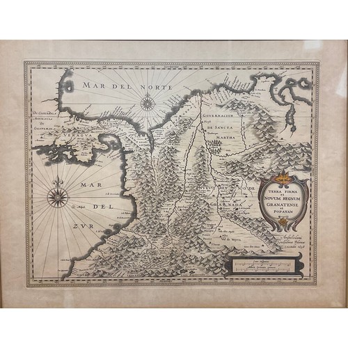 906 - After Johannes Blaeu, a map,  Brasilia [Brazil], 45cm x 57cm overall; others, Nova Belgicaet Anglia ... 