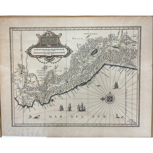 906 - After Johannes Blaeu, a map,  Brasilia [Brazil], 45cm x 57cm overall; others, Nova Belgicaet Anglia ... 