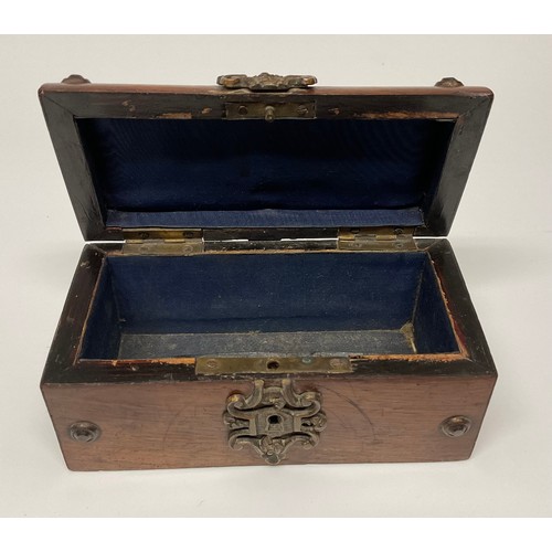 31 - A 19th century bronze mounted rosewood domed rectangular casket, hinged cover with swing handle, 13c... 