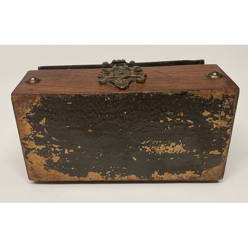 31 - A 19th century bronze mounted rosewood domed rectangular casket, hinged cover with swing handle, 13c... 