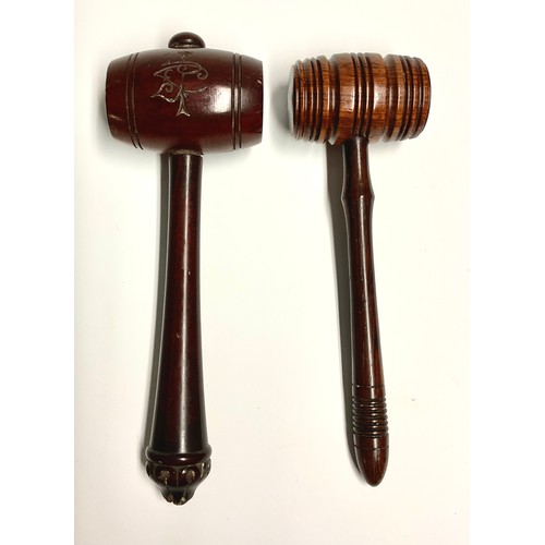 331 - A George/William IV turned rosewood auctioneer's gavel, 20cm long, c.1830; another, lotus terminal, ... 