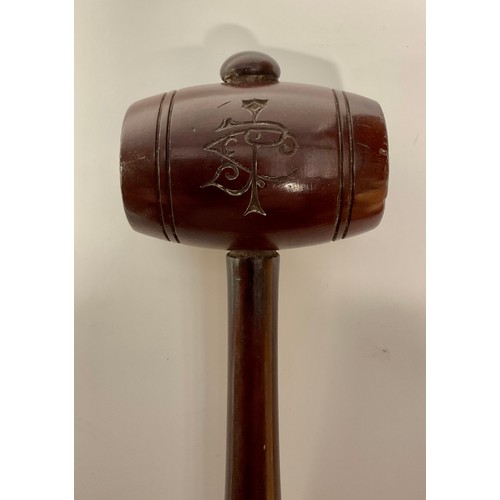 331 - A George/William IV turned rosewood auctioneer's gavel, 20cm long, c.1830; another, lotus terminal, ... 