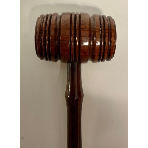 331 - A George/William IV turned rosewood auctioneer's gavel, 20cm long, c.1830; another, lotus terminal, ... 