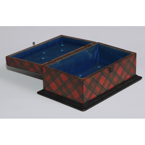 247 - Treen - a Scottish tartan ware rectangular box, hinged cover transfer printed with a named view of C... 