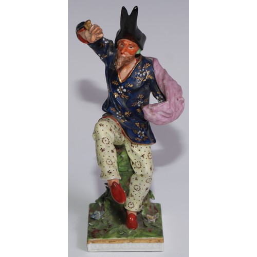 455 - A set of four Continental porcelain figures, probably Sampson Paris, from the commedia dell'arte, th... 