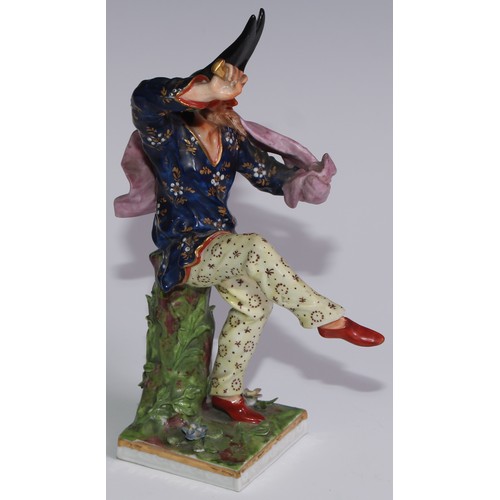 455 - A set of four Continental porcelain figures, probably Sampson Paris, from the commedia dell'arte, th... 