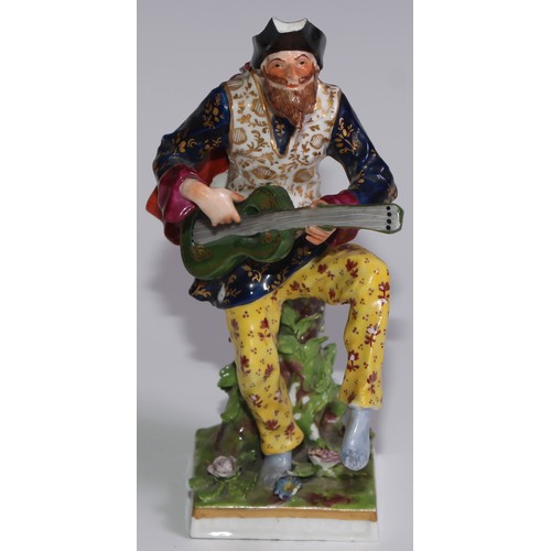 455 - A set of four Continental porcelain figures, probably Sampson Paris, from the commedia dell'arte, th... 