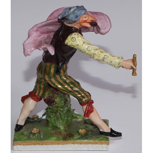 455 - A set of four Continental porcelain figures, probably Sampson Paris, from the commedia dell'arte, th... 