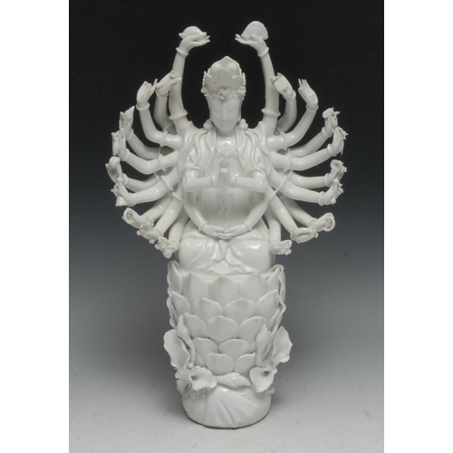 118 - A Chinese Buddhist blanc de chine figure, of Avalokiteshvara, 33.5cm high