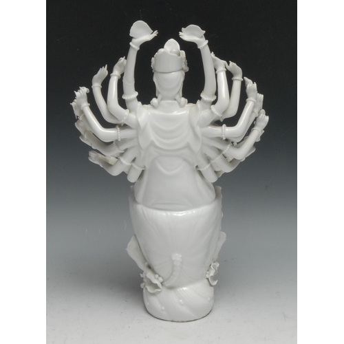 118 - A Chinese Buddhist blanc de chine figure, of Avalokiteshvara, 33.5cm high