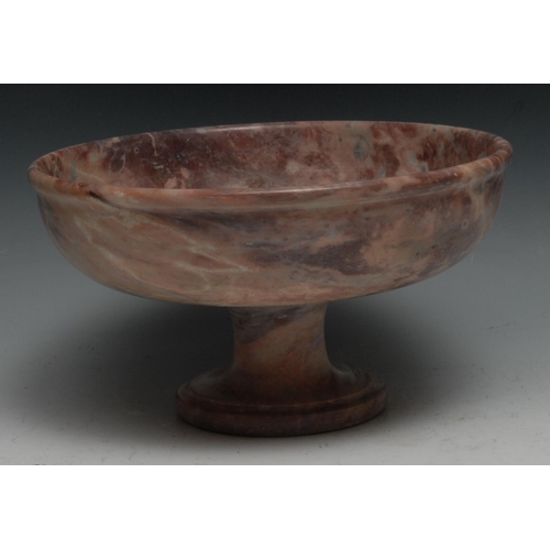 475 - A turned marble pedestal bowl or tazza, 22.5cm diam