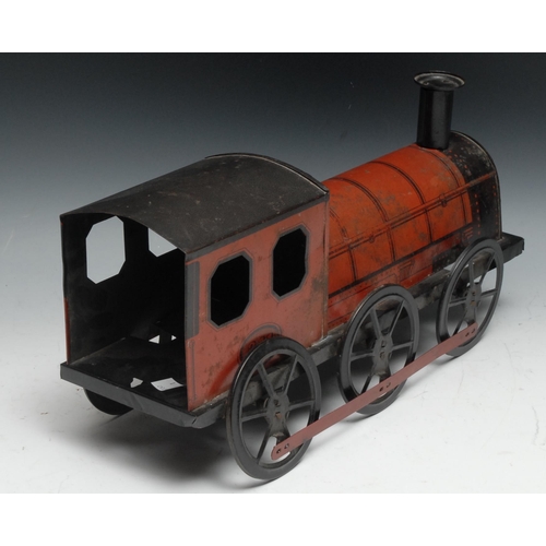 279 - A Brimtoy Brand tinplate carpet train 0-6-0 tank locomotive, numbered 341, 42cm long