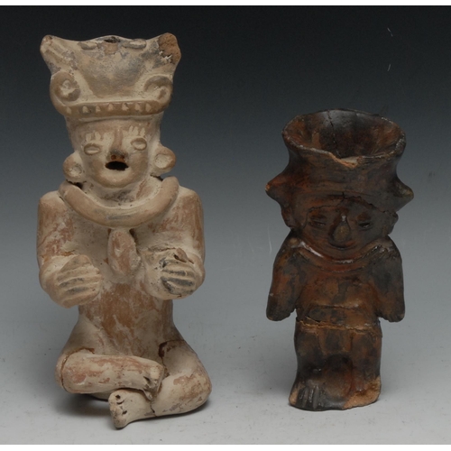 833 - Antiquities - a Pre-Columbian South American figure, 20.5cm high, probably Michoacan, Mexico; a figu... 